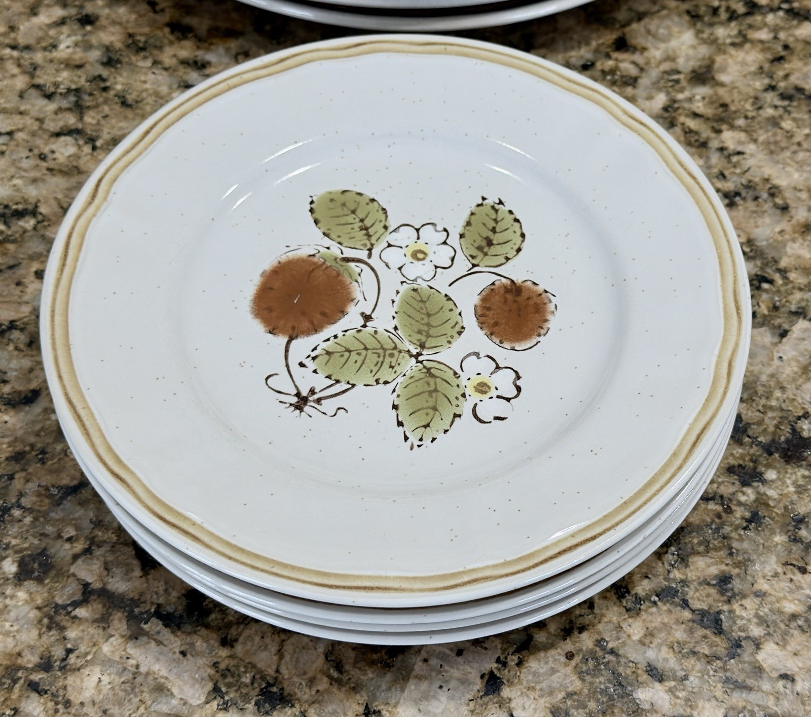 12pc Americana Hearthside Stoneware Berries Cream Dinner Set Plates & Bowls VTG