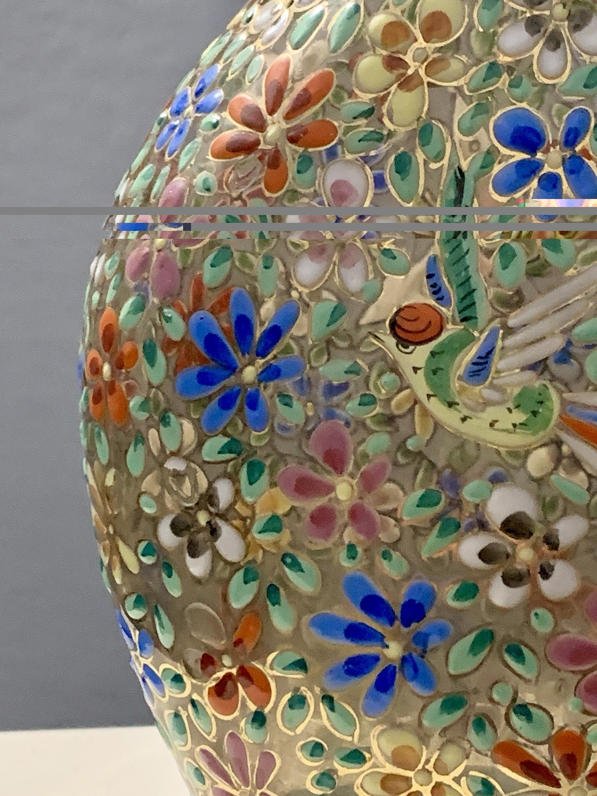 Vintage Rare Moser Hand Painted Multicolor Floral Art Glass Pitcher with Handle