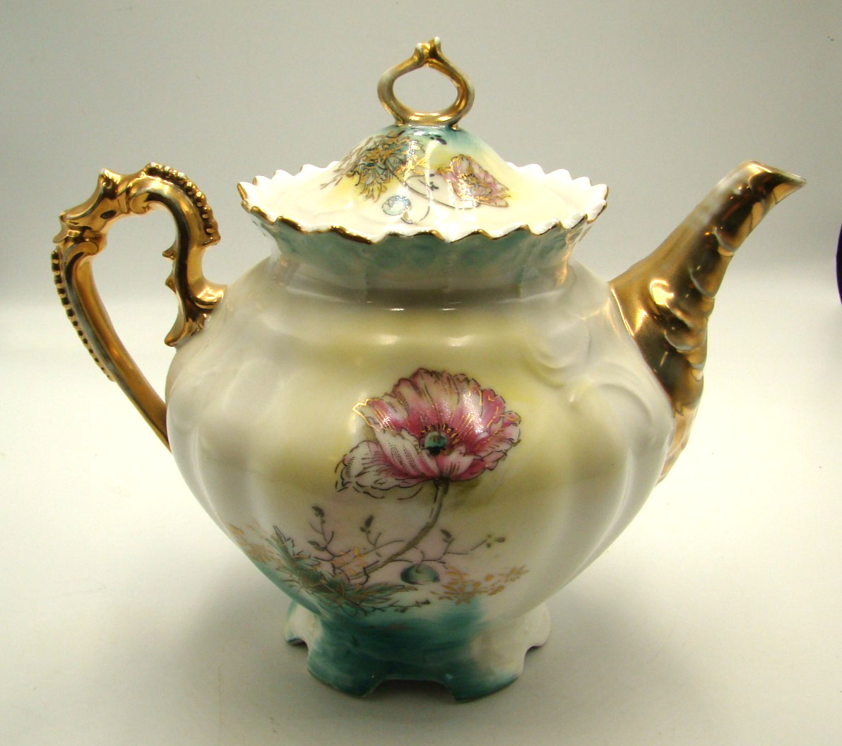 Vintage R.S. Prussia Pink Poppies Teapot