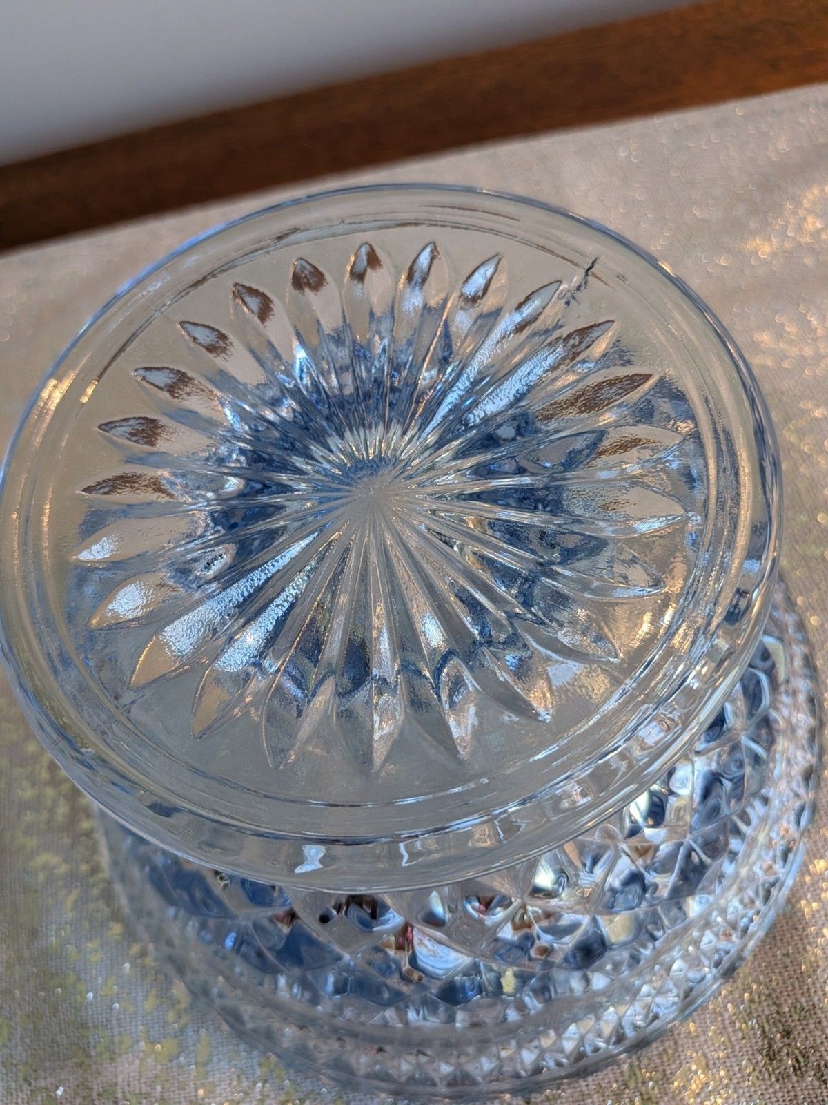 Anchor Hocking WEXFORD Vtg Sapphire Light Blue Footed Compote w/ Lid Candy Dish