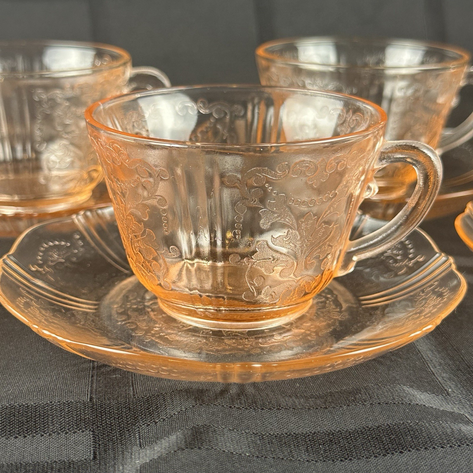 Vtg Macbeth Evans American Sweetheart Pink Depression Glass 2pc Cup Saucer Set