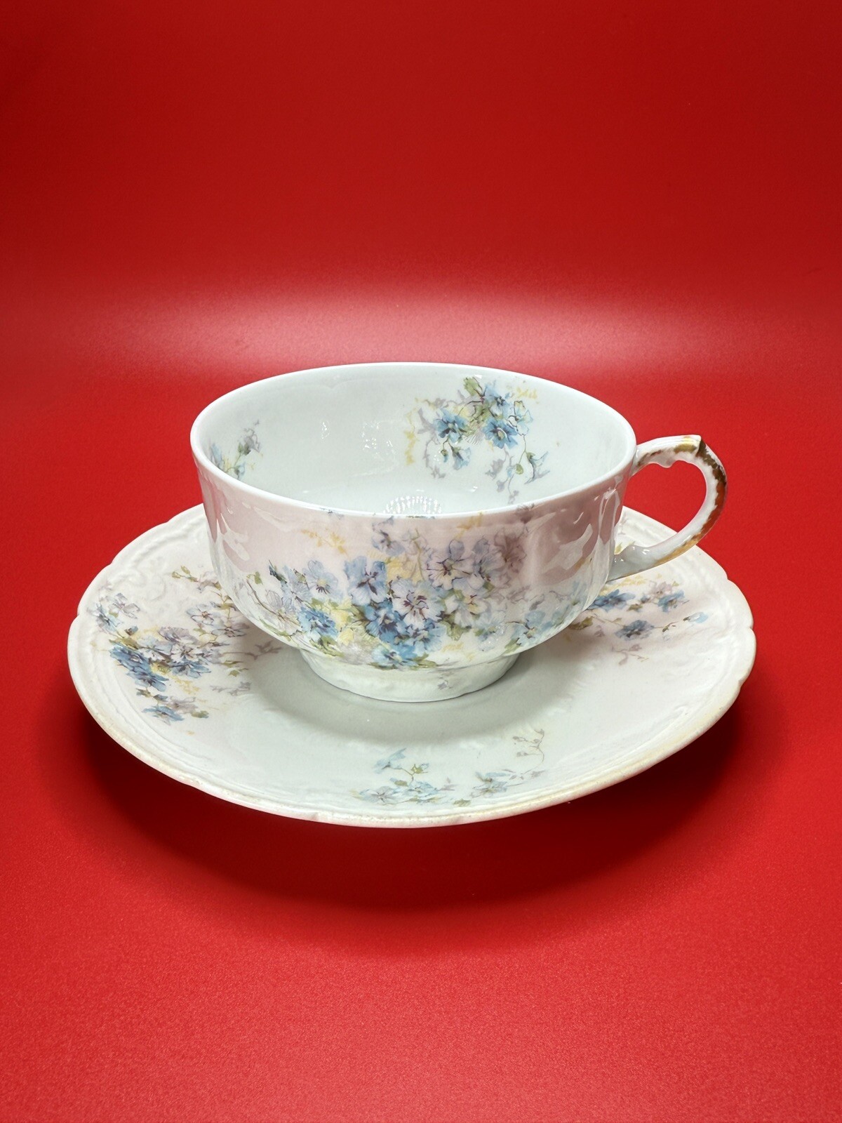 Antique Limoges Haviland France Hand-Painted Cup and Saucer Set, A.F. Wylie Mark