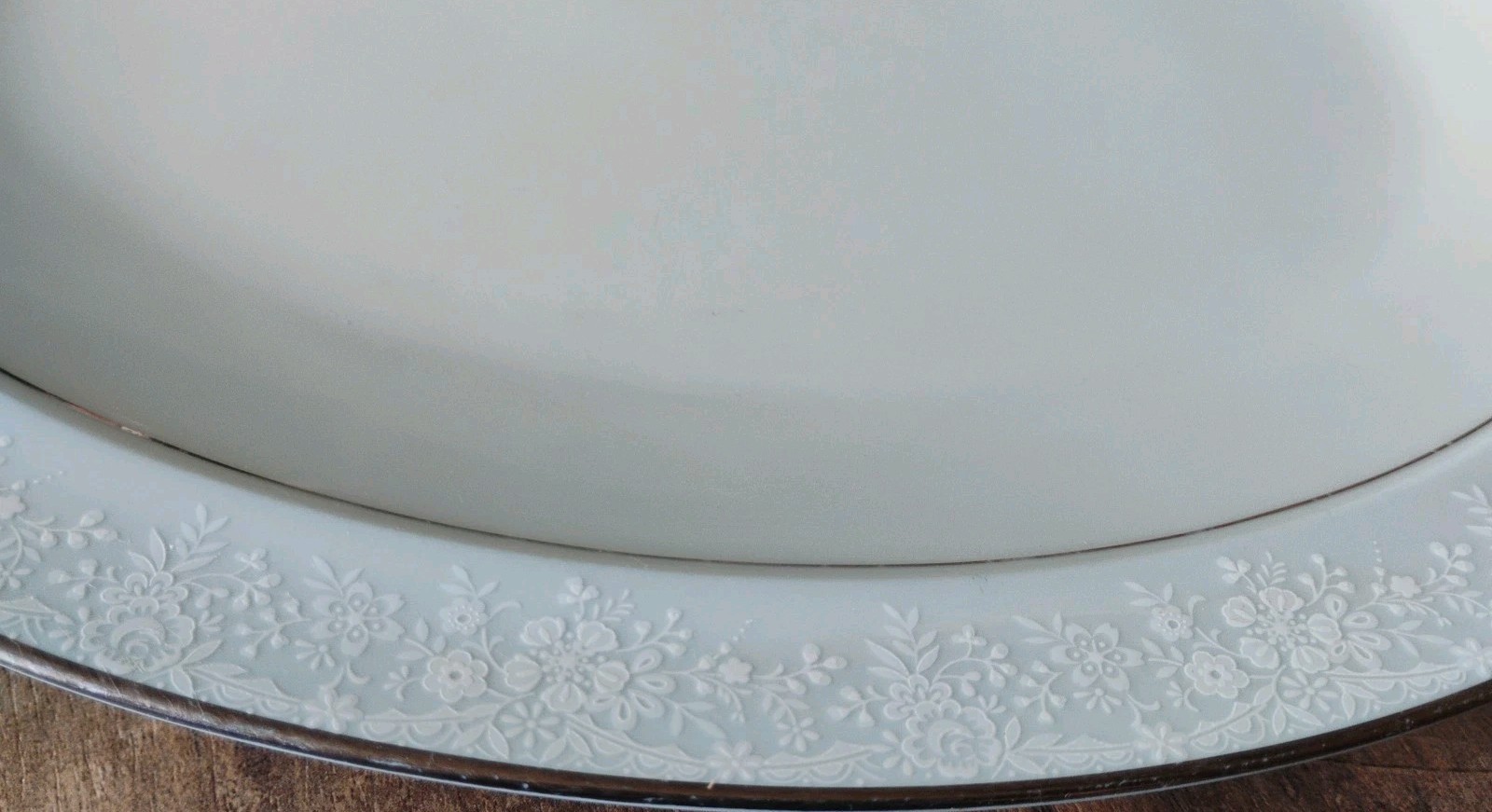 Noritake Fidelity Serving Platter Blue White Flowers Platinum Trim 13.75″