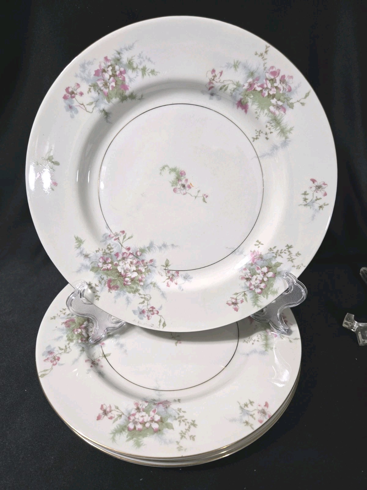 MINT Theodore Haviland New York Apple Blossom Dinner Plates — Set of 4 Gold Trim