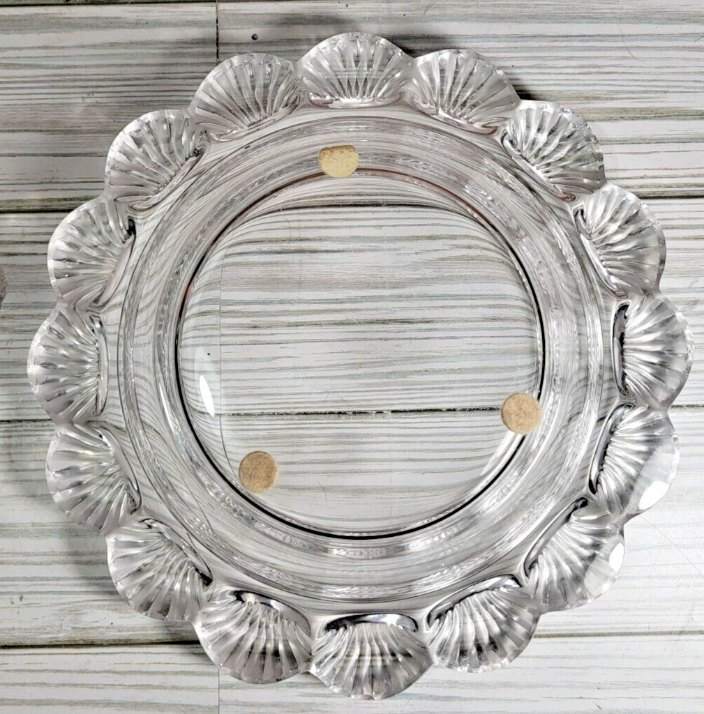 Beautiful Lalique France Crystal Pornic Glass Scalloped Shell Candy Bowl Signed