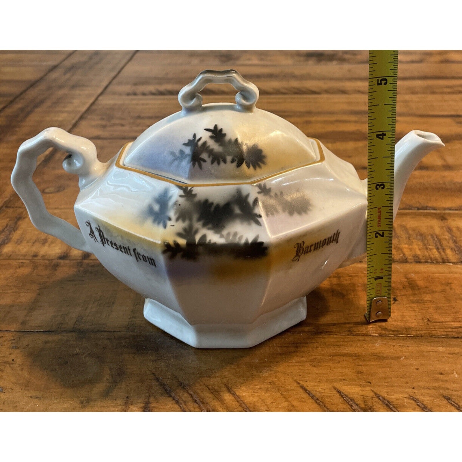 VTG TEAPOT 2 cups. Souvenir ART DECO“A present from Barmouth” ME Baveria