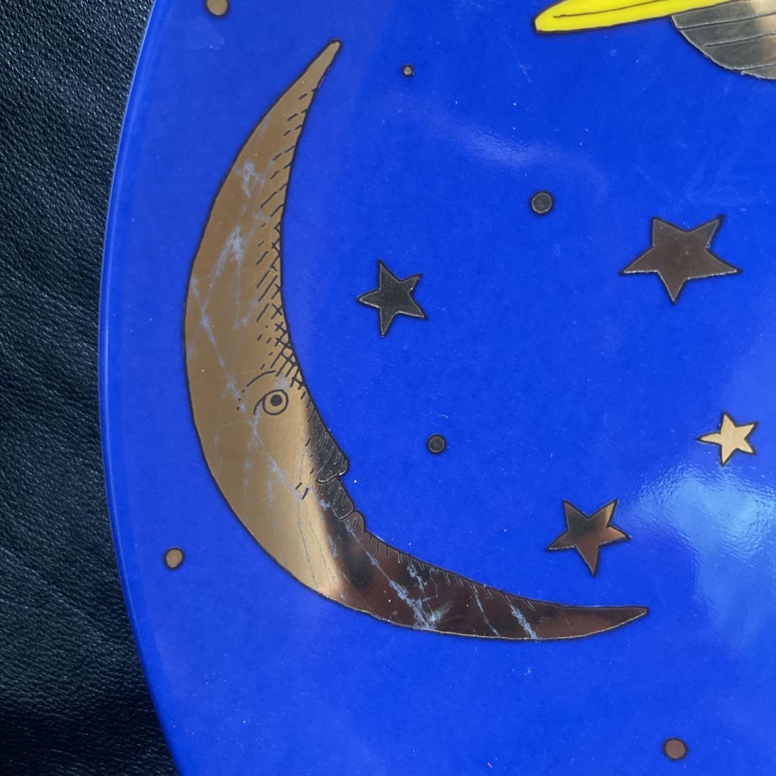 Department 56 Blue MCM Dinner Plate 10.25″ Sun Moon Stars Planet Cloud