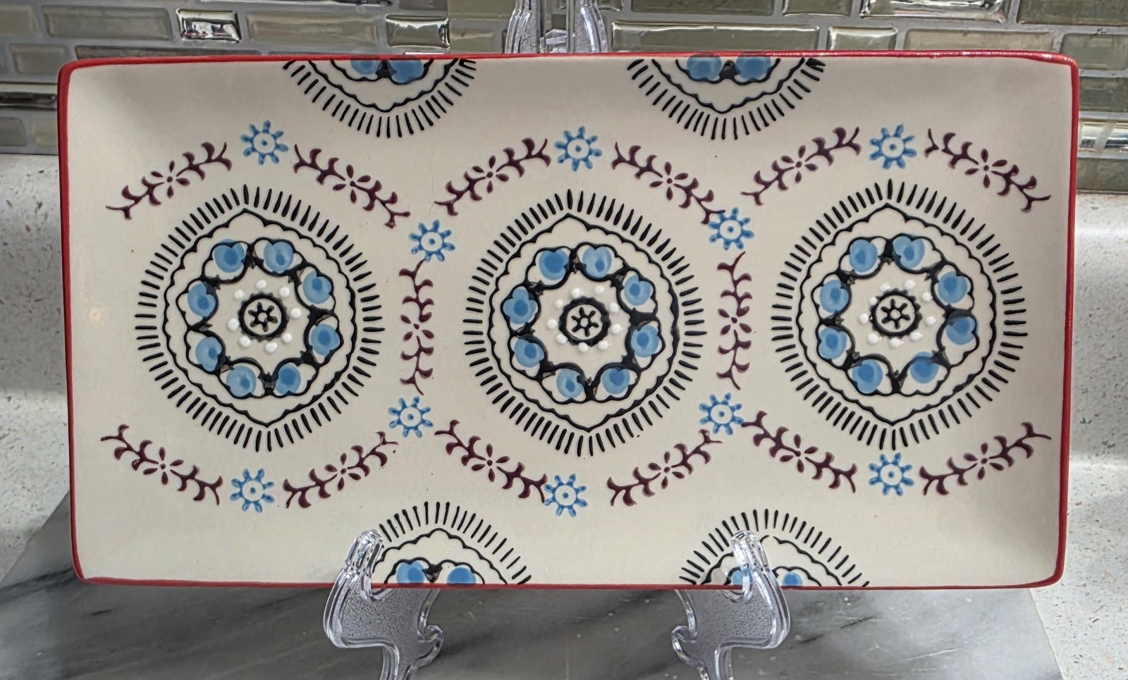 Yokohama Studio Hand Painted Floral Ceramic Serving/Sushi Platter
