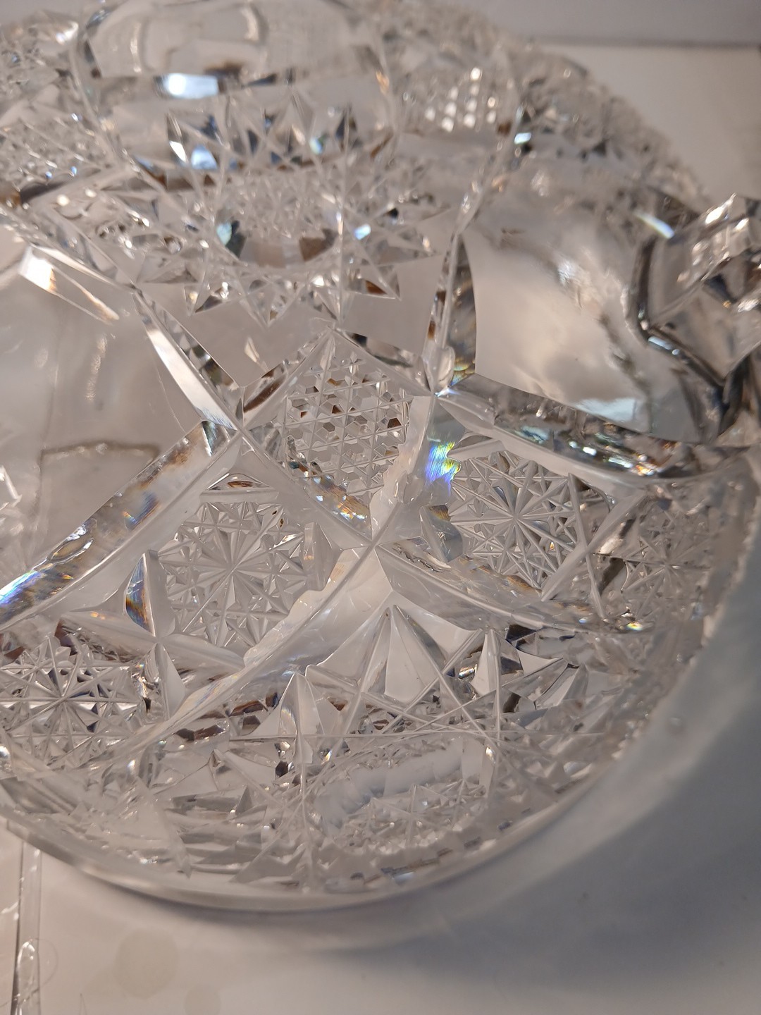 Crystal Leaded 3 Footed Cut Glass Centerpiece/Serving Bowl Weighs Over 4 Pounds