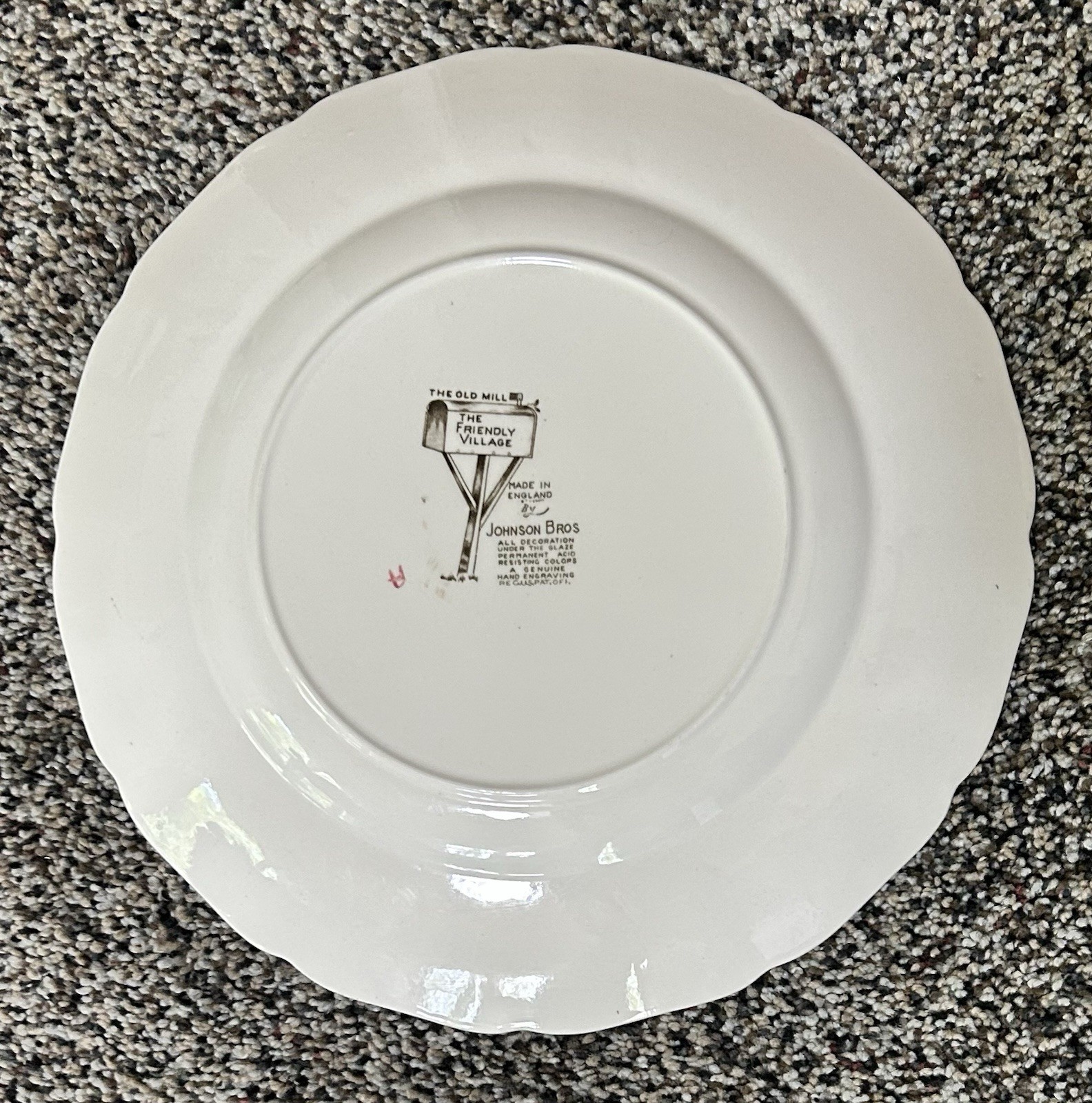 Vtg The Friendly Village 4 Plates Covered Bridge Old Mill Johnson Bros England
