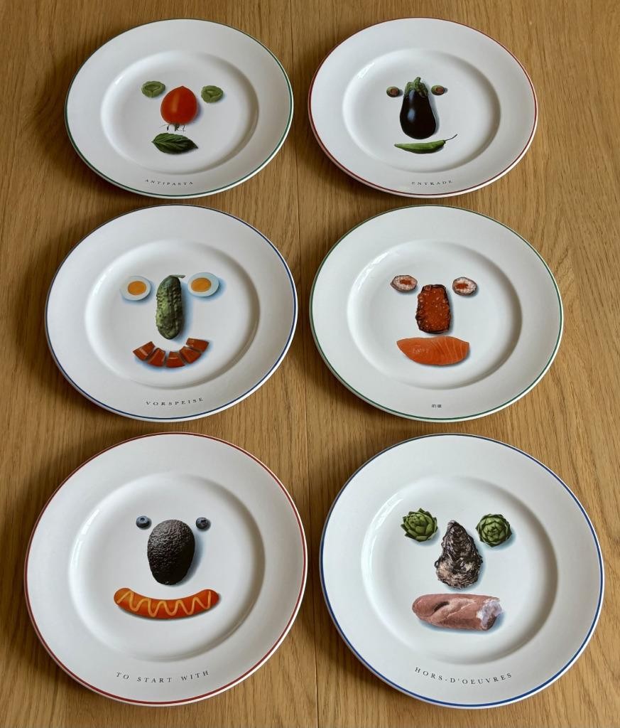 RARE Complete Set 6 Prinknash Abbey 9″ Humorous Starter Plates 1970s C Richards