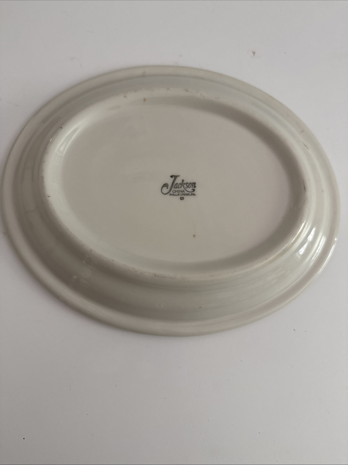 Rare 1950s Jackson China Airbrushed Sailboat Platter Green Nautical Restaurant