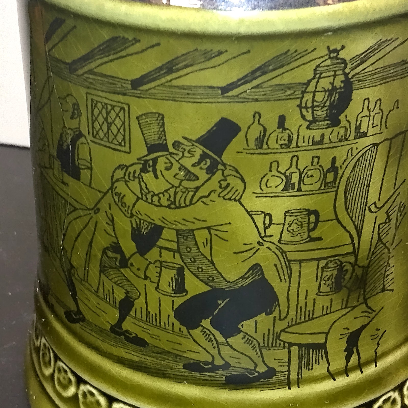 Princess House Fine Earthenware Beer Stein Mug England Dark Green Vtg Love Poem