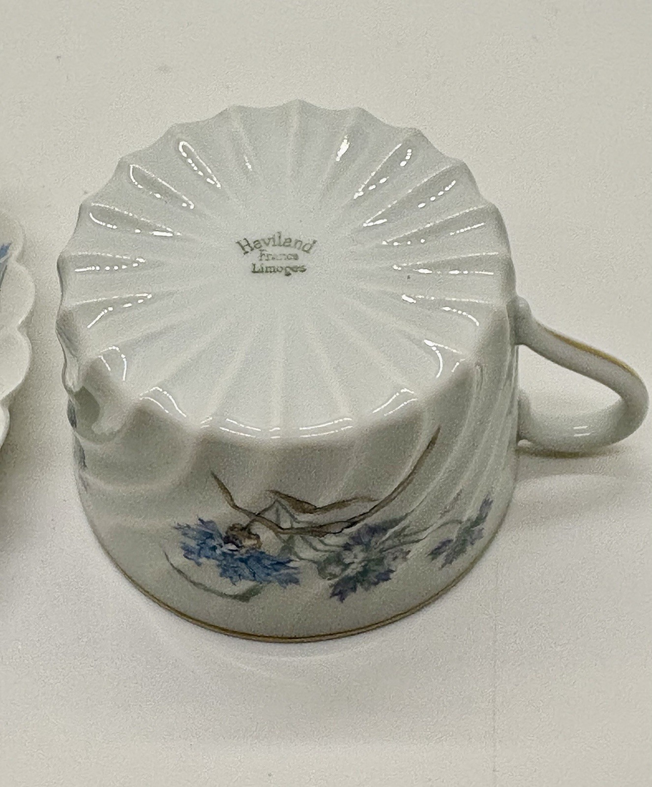 HAVILAND Limoges Bergere Blue Flowers Coffee / Tea Cup & Saucer