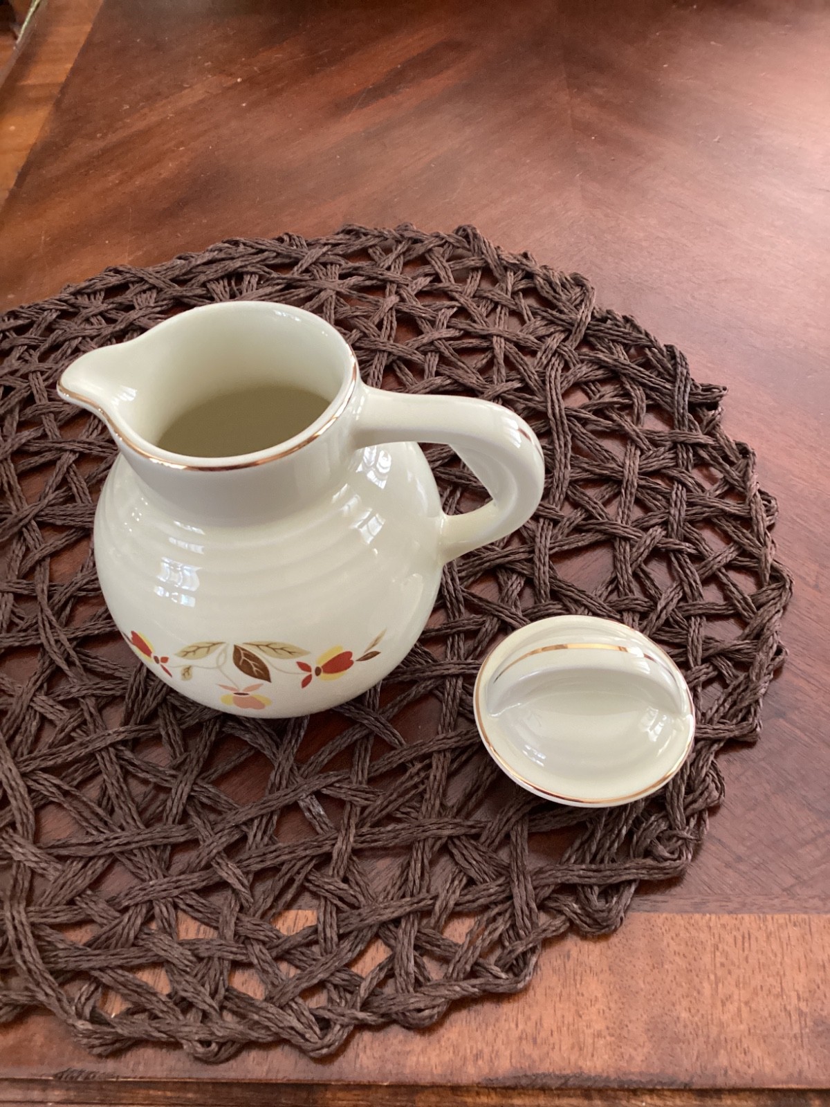 Hall Autumn Leaf Club Syrup Pitcher with Lid Excellent 1994