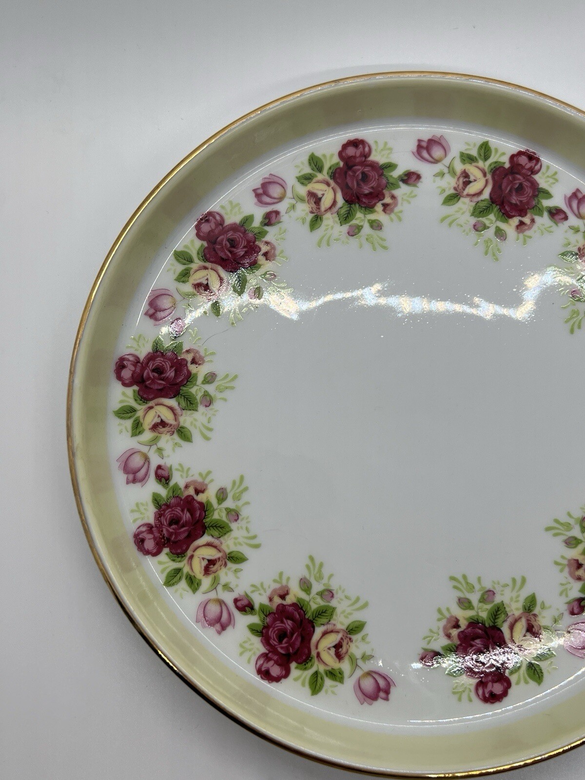 Bombay Decorative Plate Dish Pink Rose Border Bridgerton Style