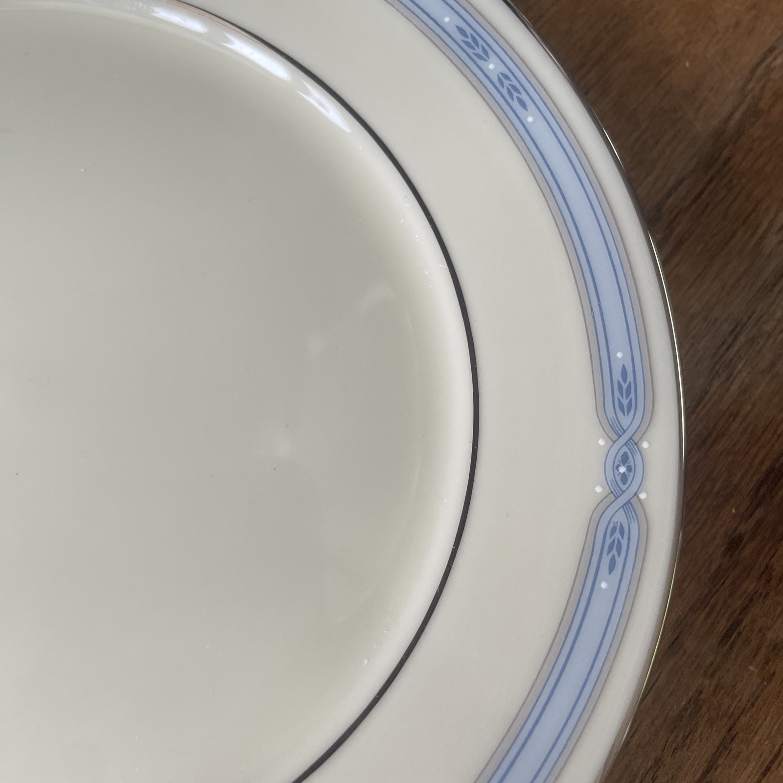 LENOX Courtland Bread Plate Set Of Four Blue Gray Band Platinum Trim 6 1/2”USA