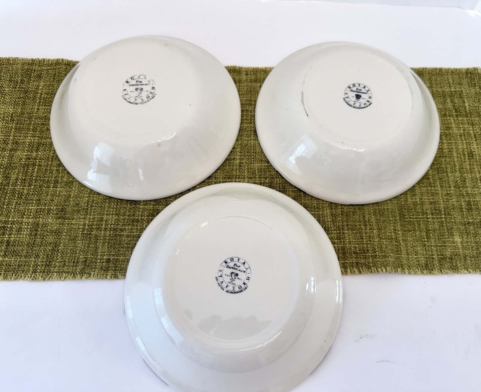 Vtg 3 Royal Stafford Cereal Bowls Black & Cream Chequers 6 3/4” Mckenzie Childs