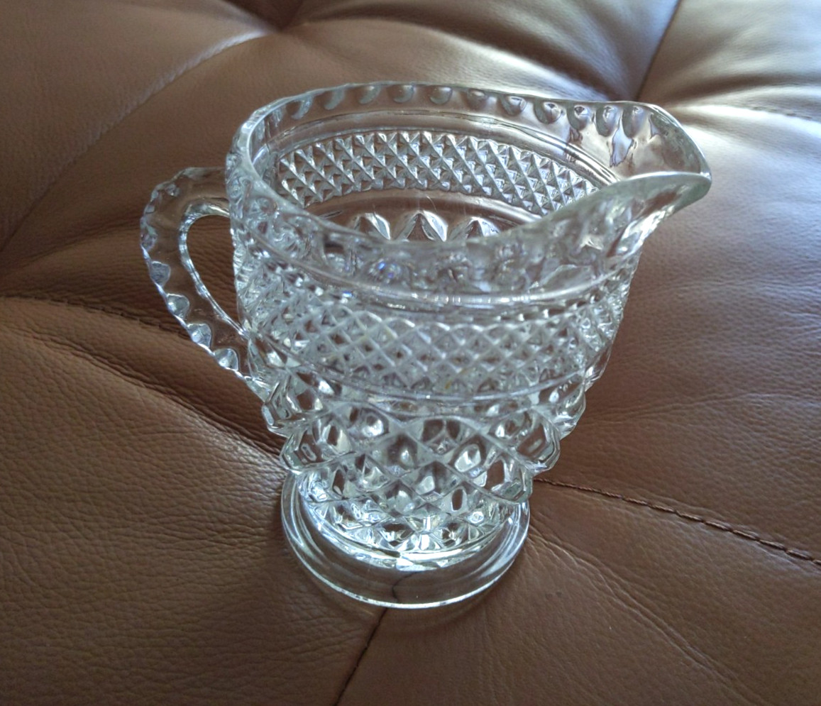 Vintage Anchor Hocking Pressed Glass Creamer Wexford Cream Pitcher 1967 to 1998