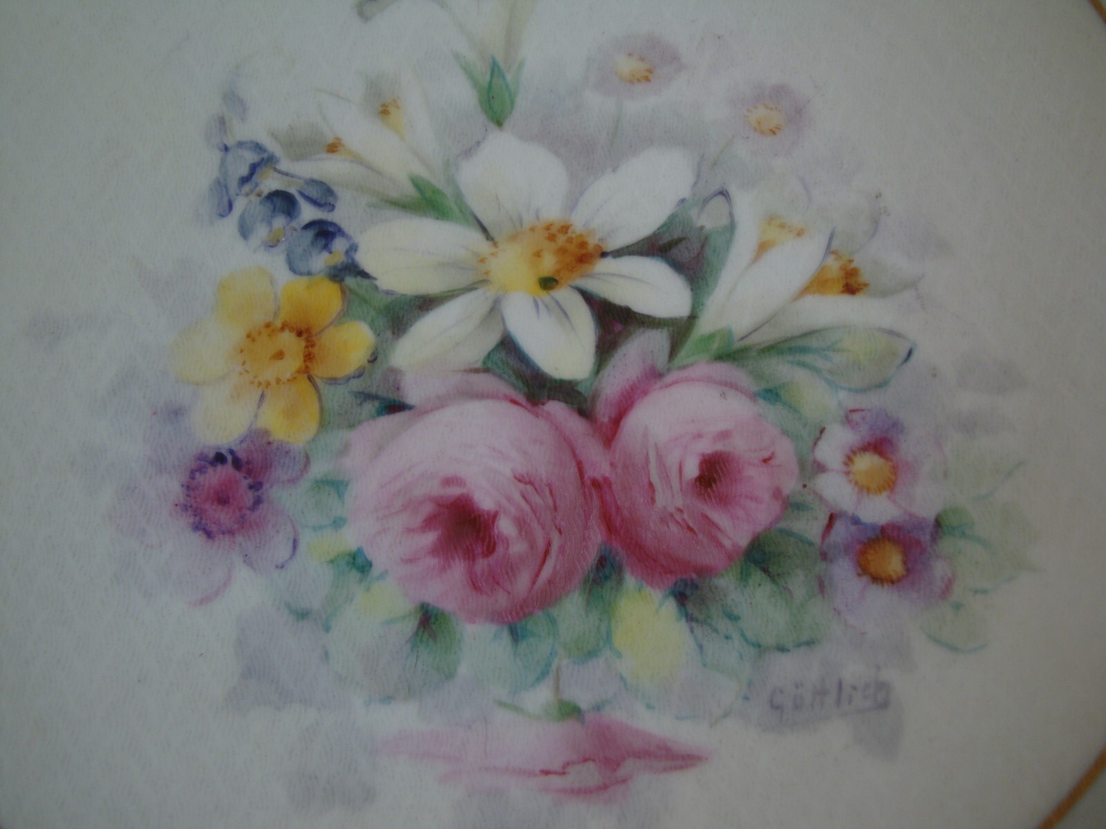 RARE LIMOGES PICKARD SIGNED “GOTTLICH” HAND PAINTED ROSES on TAPESTRY CAKE PLATE