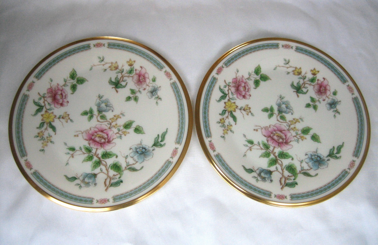 Lenox Morning Blossom 8-1/8 inch Salad Plates Made in USA Set of (2)