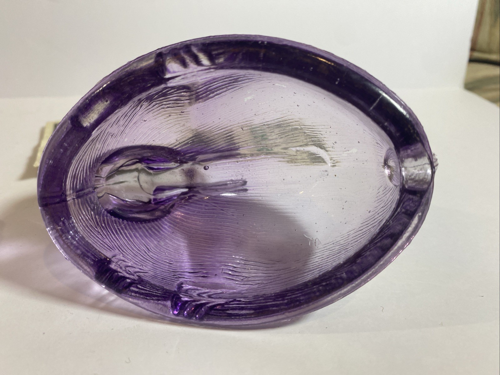 Vintage Lavender Glass Rabbit on Basket Candy Dish w/ Lid Easter Bunny 5”
