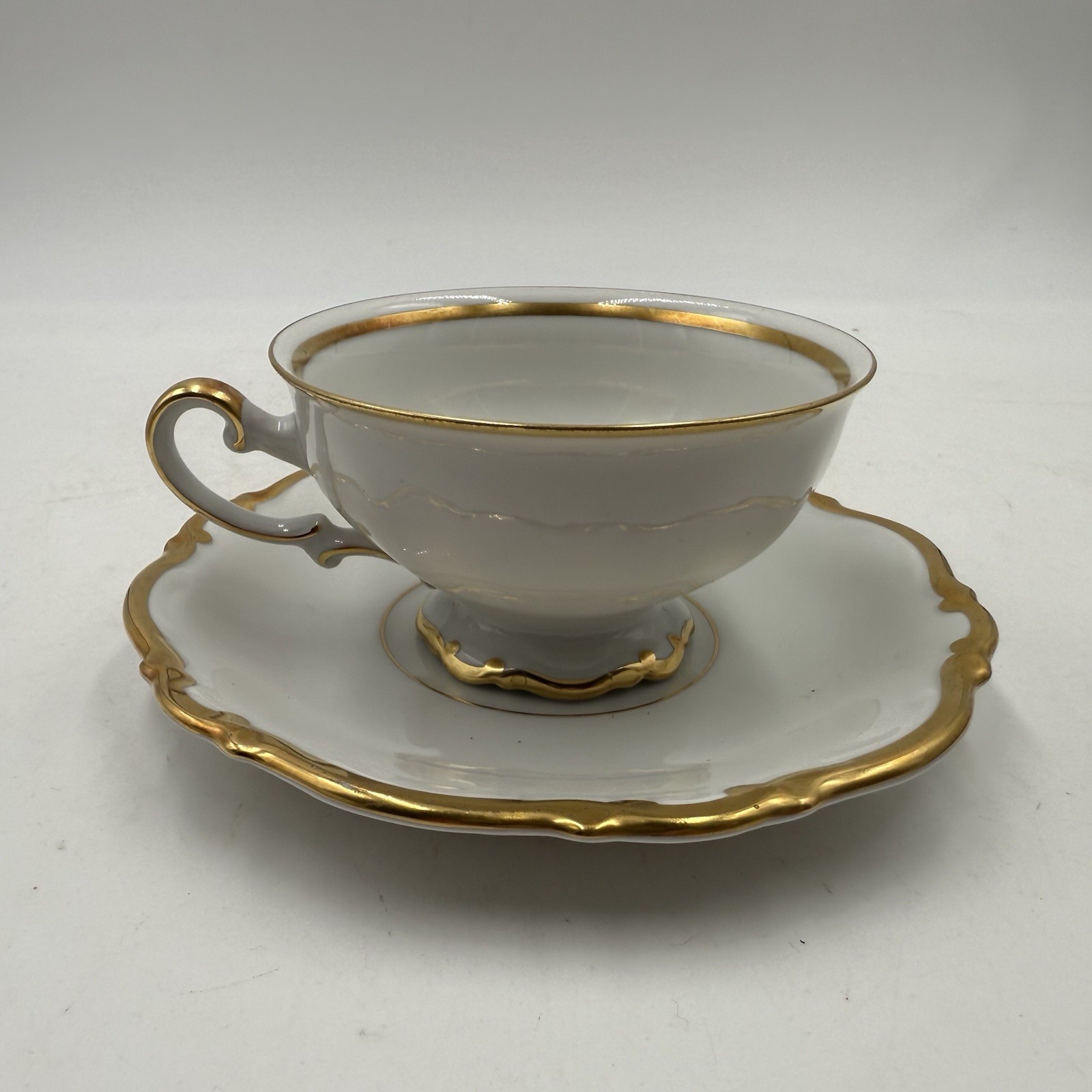 Mitterteich Bavaria Golden Lark Tea Coffee Cups Saucers Set of 3 Made in Germany