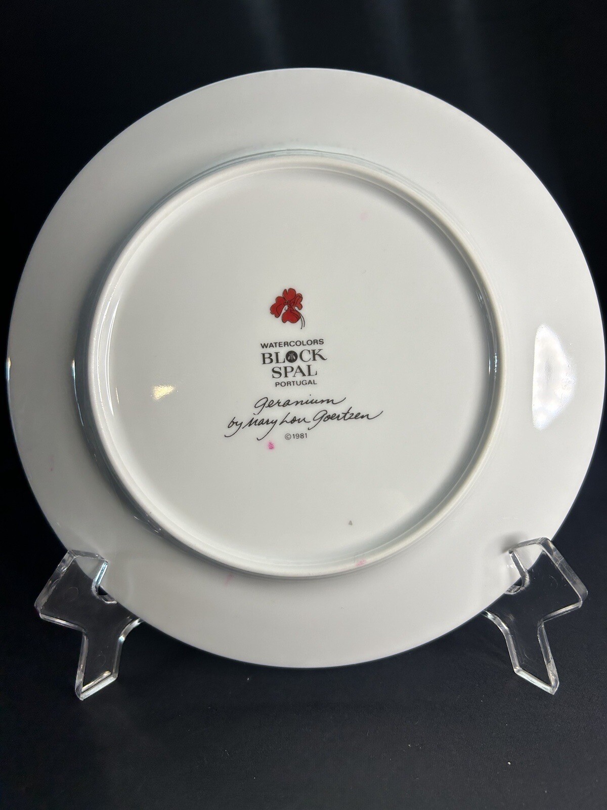 Block Spal Watercolors 7-7/8″ Salad Plates Rose, Trillium, Geranium, Iris Set/4