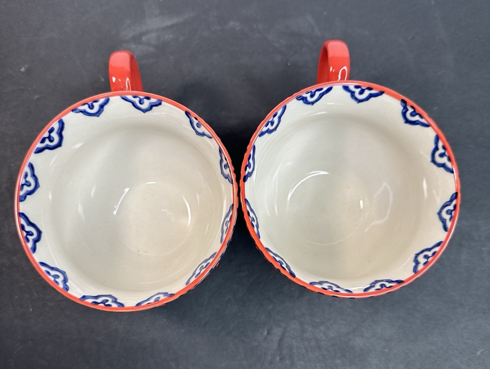 Yokohama Studio Hand Painted Raised Dot Floral Ceramic Mug Set 2 Japan Beautiful