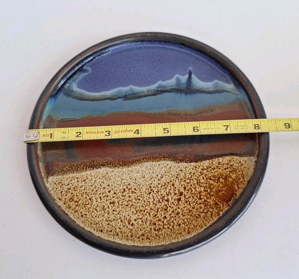 Doug Adams “The Wave” Salad Plates 8.25″ Signed Studio Art Pottery Set Of 4