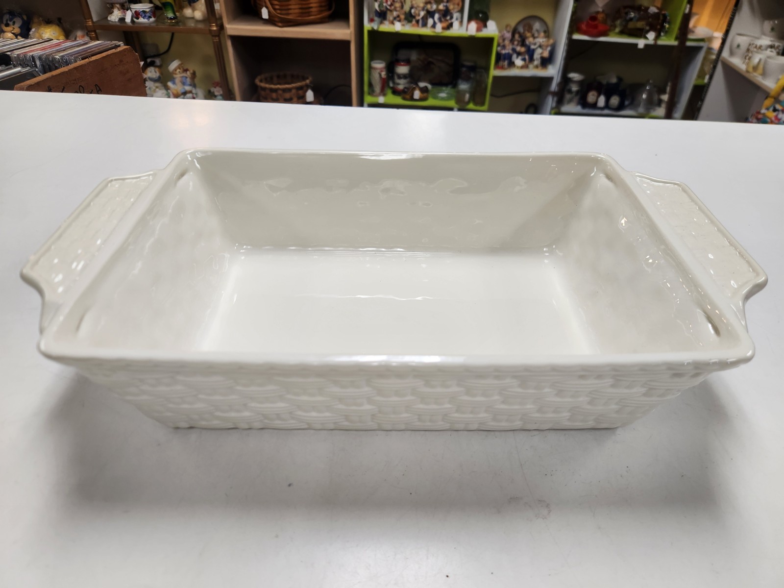 BELLEEK Everyday 2 Quart Covered Casserole Rectangle Basketweave