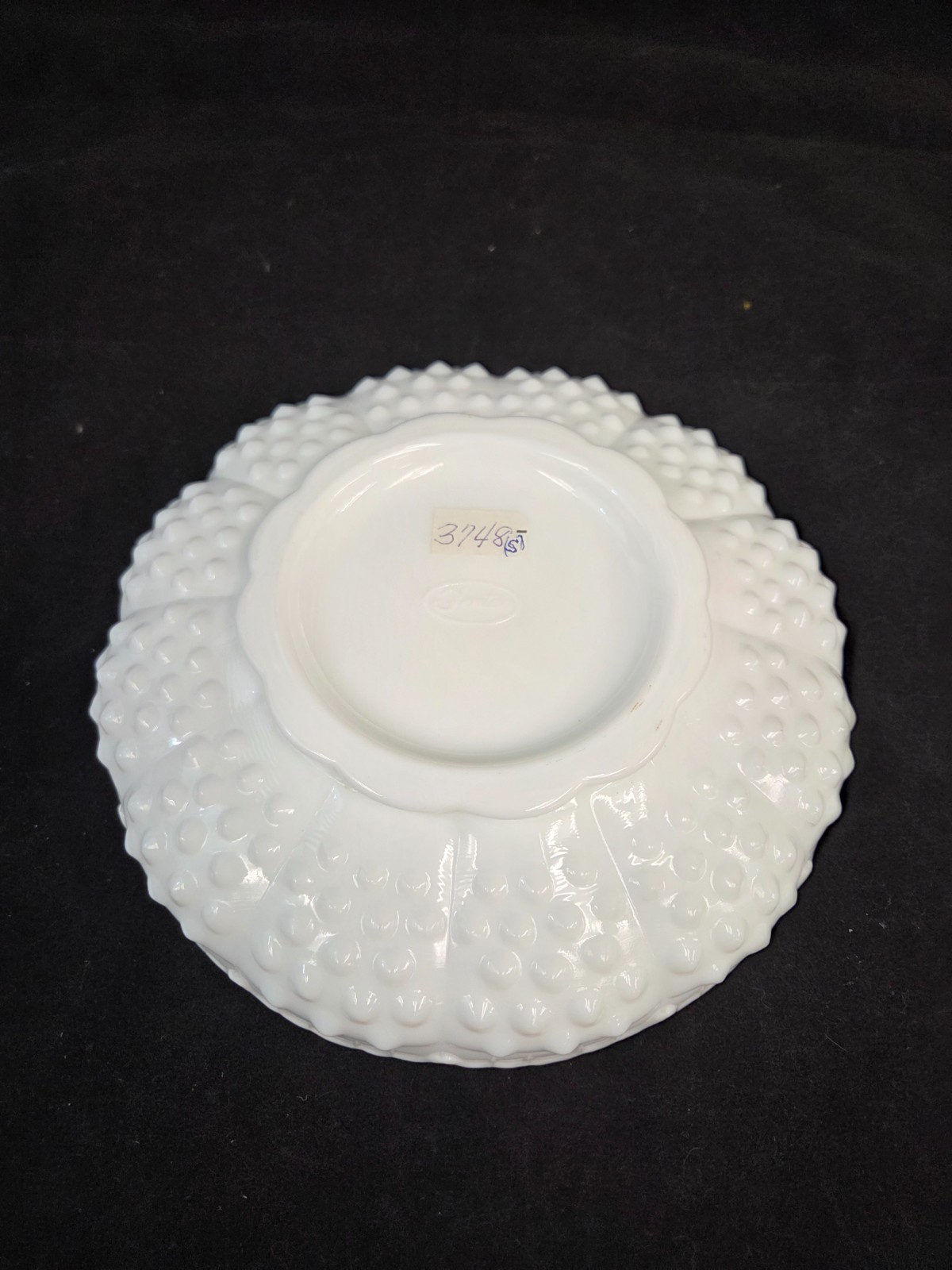 VTG Fenton White Milk Glass Hobnail 9 1/2″ Chip ‘N Dip/Candle Bowl #3748