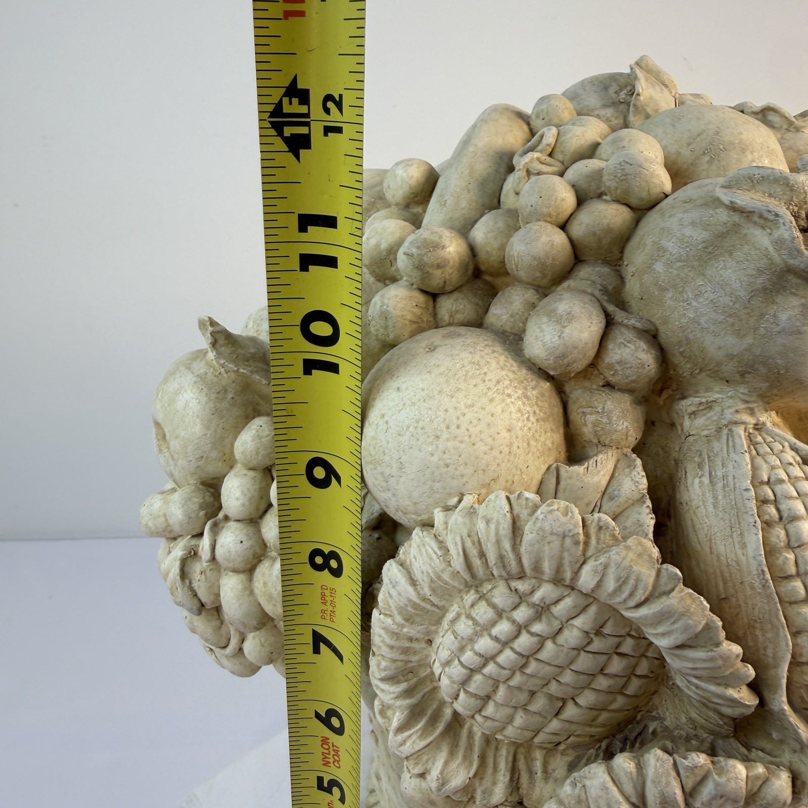 Large Resin Fruit & Flower Basket Centerpiece 12”H Off White Garden Boho Cottage