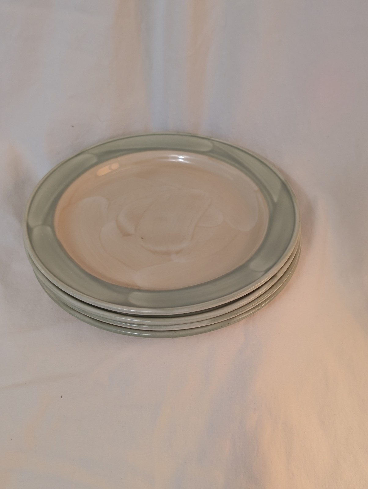 Steelite International Set of 4 Dessert Plates 6.25” Made in England GREEN TAN