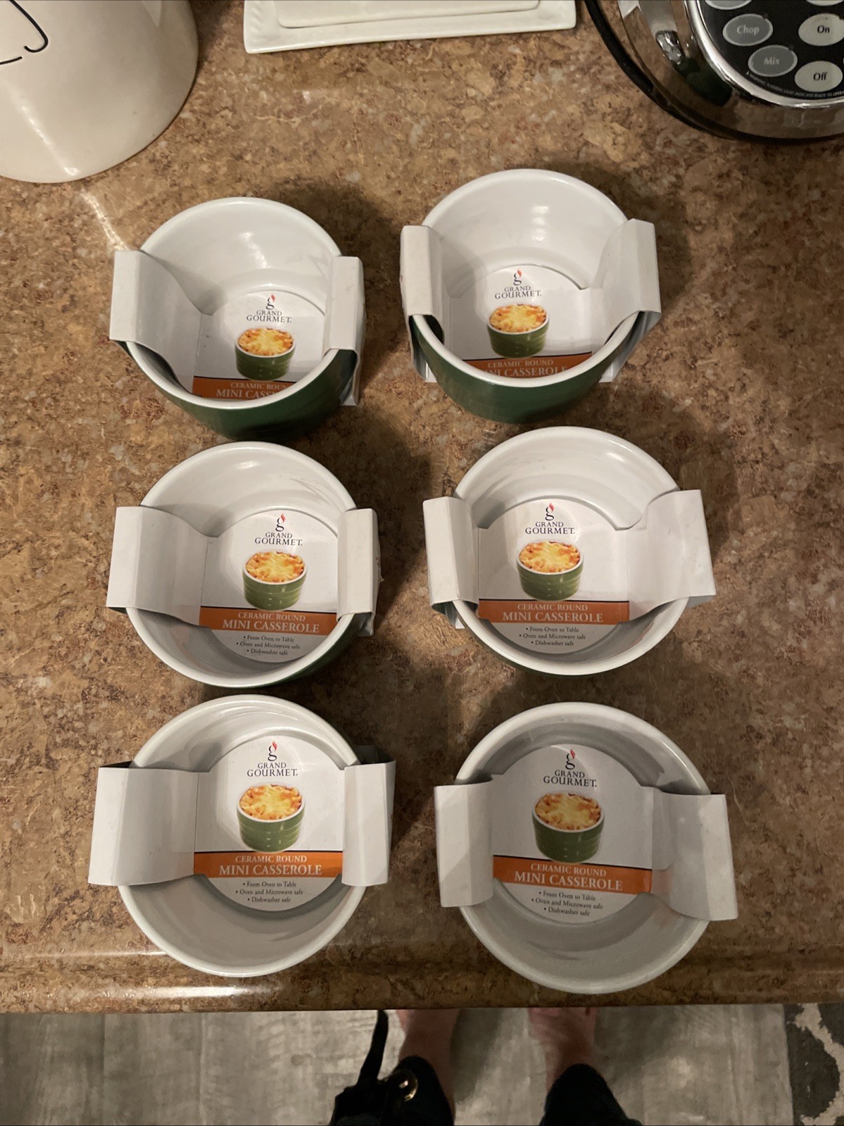Grand Gourmet Ceramic Round Mini Casserole Single Serving Baking Dishes Set Of 6