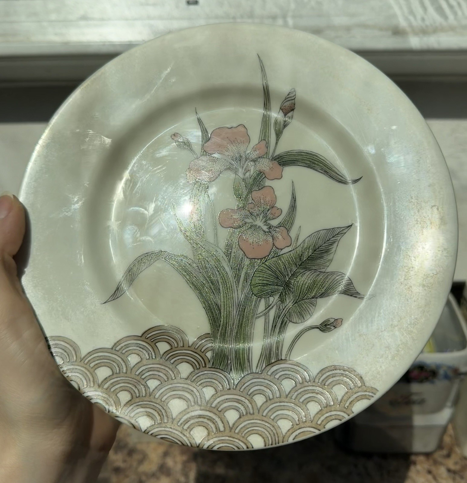 Vintage 1970s Fitz and Floyd Water Iris Porcelain Salad Plates (2)