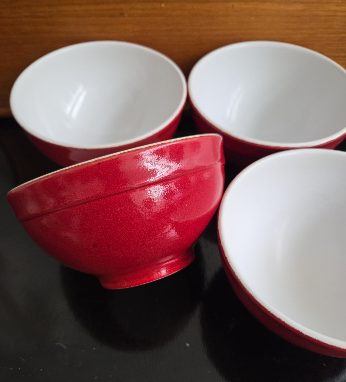 Emile Henry Provencale Red Cherise Cereal Bowl Set 4 France 2121 Soup 5 3/4″