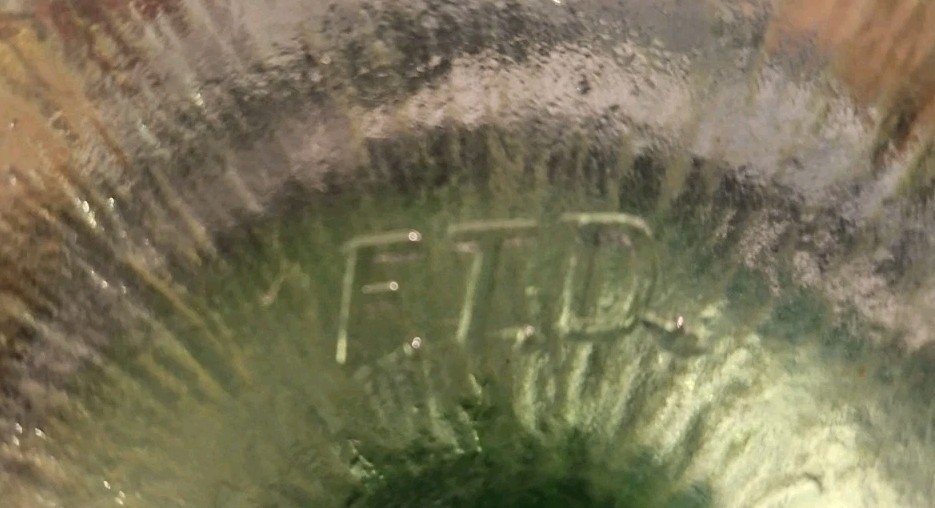 Vintage FTD Green Glass Footed Compote Bowl Vase Candy Dish Oak Leaves Pattern