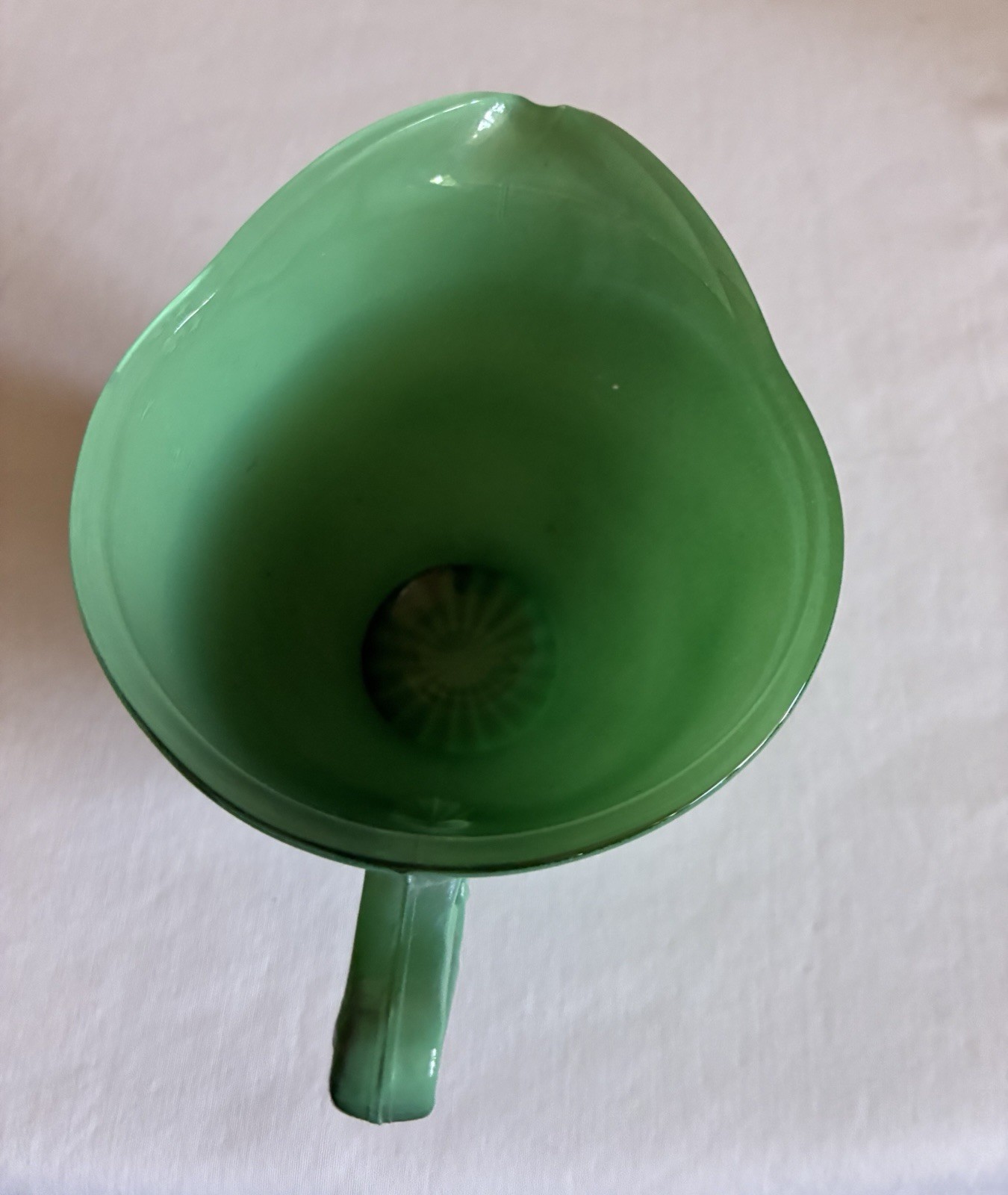 Vintage Hazel Atlas Platonite Green Jadeite Style Milk Glass Creamer 1940’s