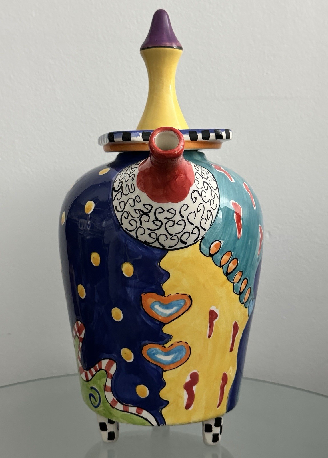 Kat Taylor Designs 11” Ceramic Teapot Hand Painted Art Pottery Whimsical Alice