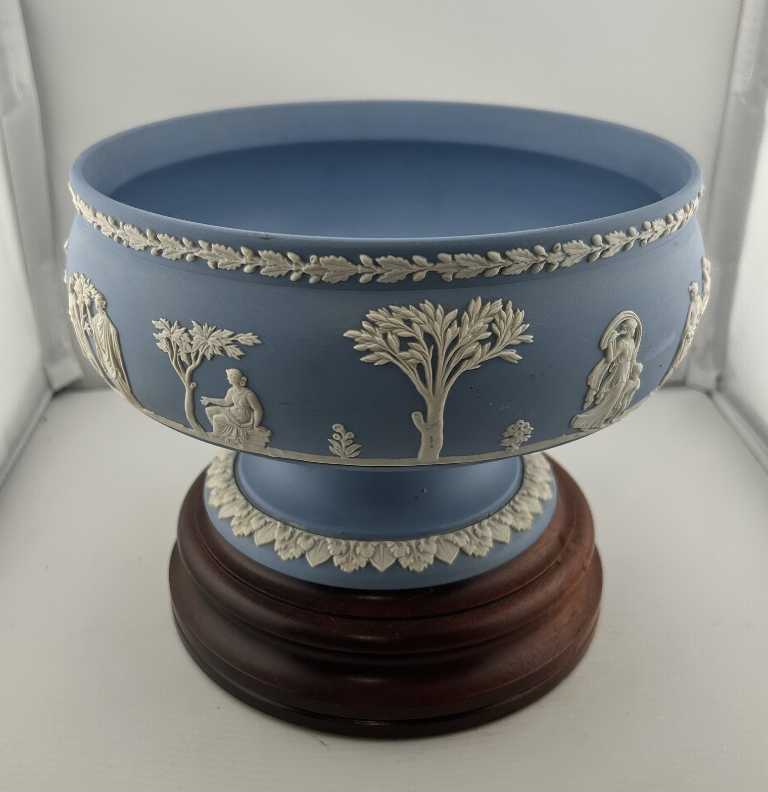 Wedgwood Jasperware Pale Blue & White Sacrifice Imperial Pedestal Bowl England