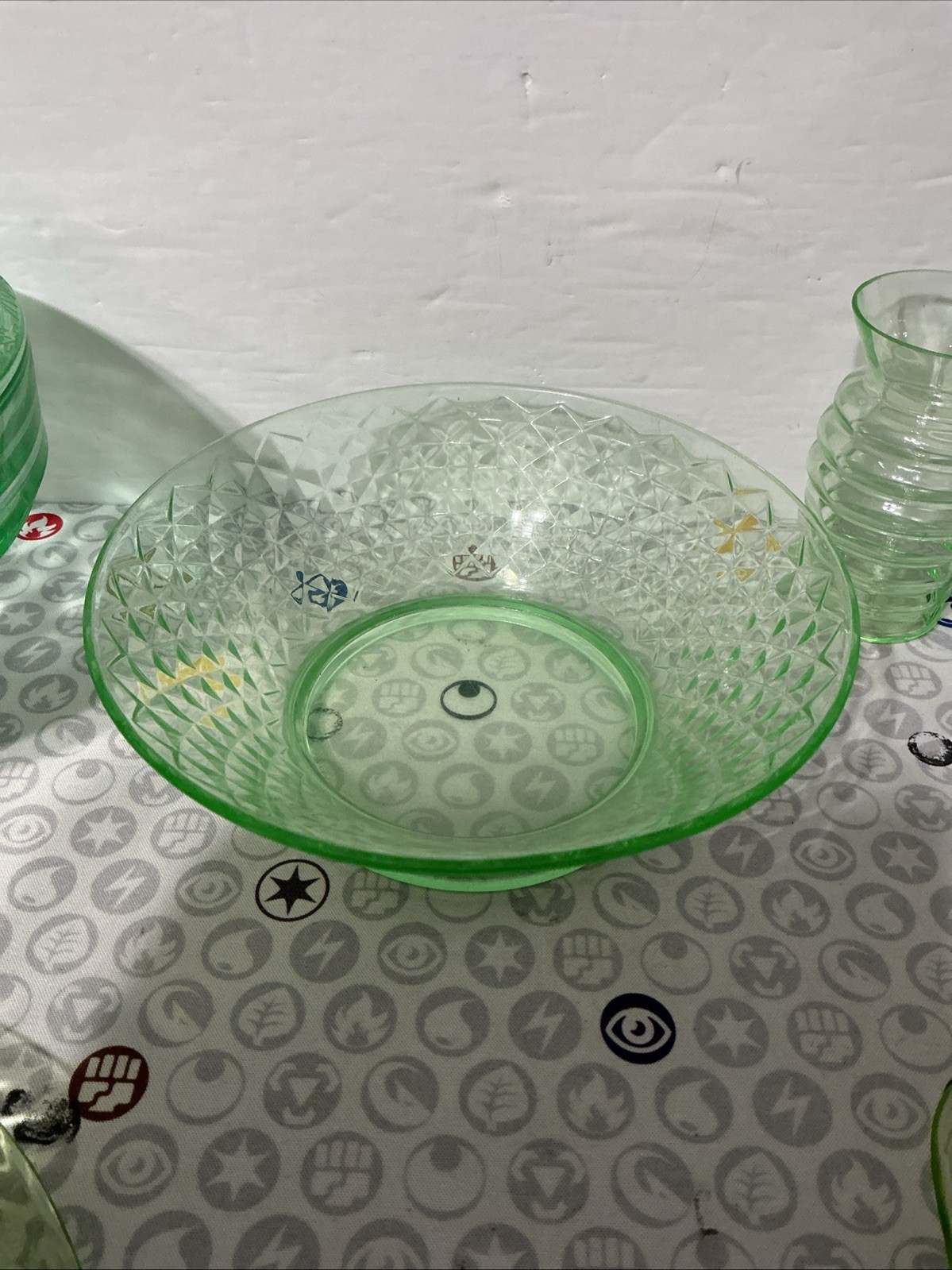 Mixed Lot 7 Piece Vintage Uranium Glass – Candy Bowl – Desert Bowl – More! Look!