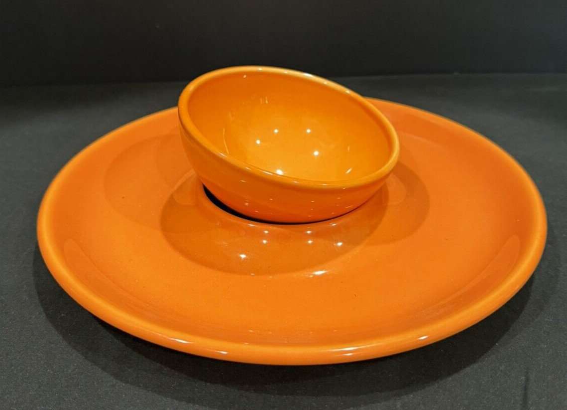 MCM Syracuse China Cantina Series Cayenne Chip & Dip Set Asymmetrical Bowl