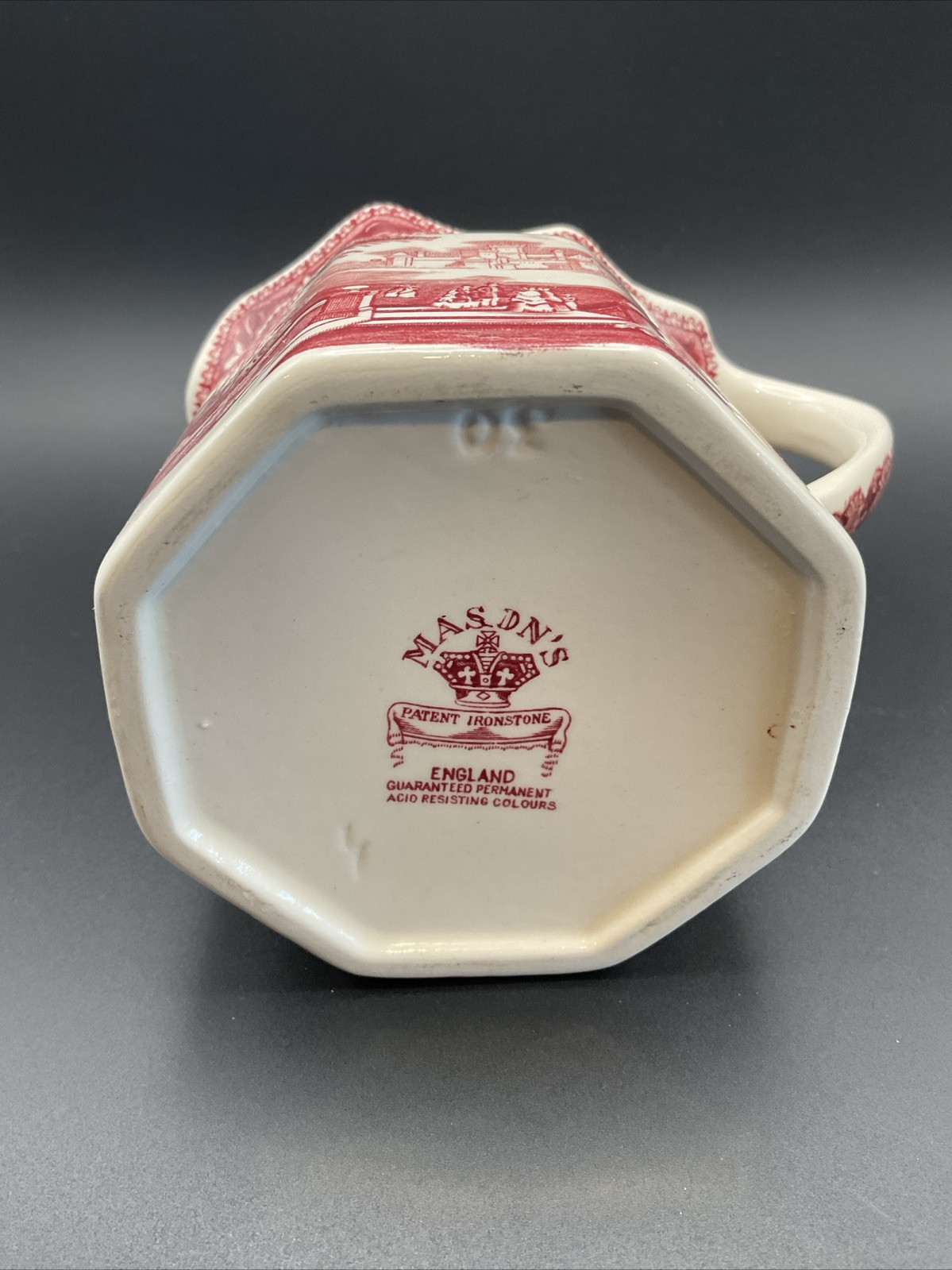 VTG Mason’s Ironstone Vista England Jug Pitcher Pink Red 5 1/2 Inches