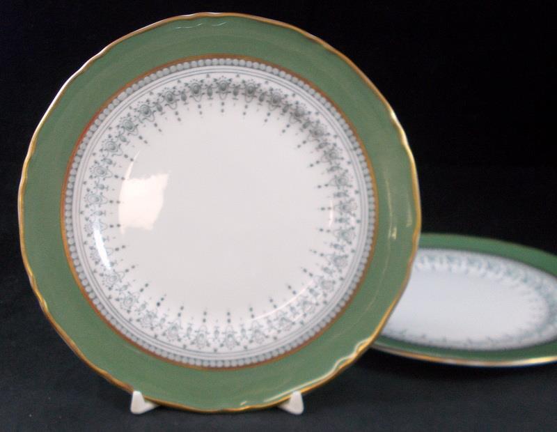 Royal Worcester Regency Green and Gray Set of 2 Bread and Butter Plates Z2730