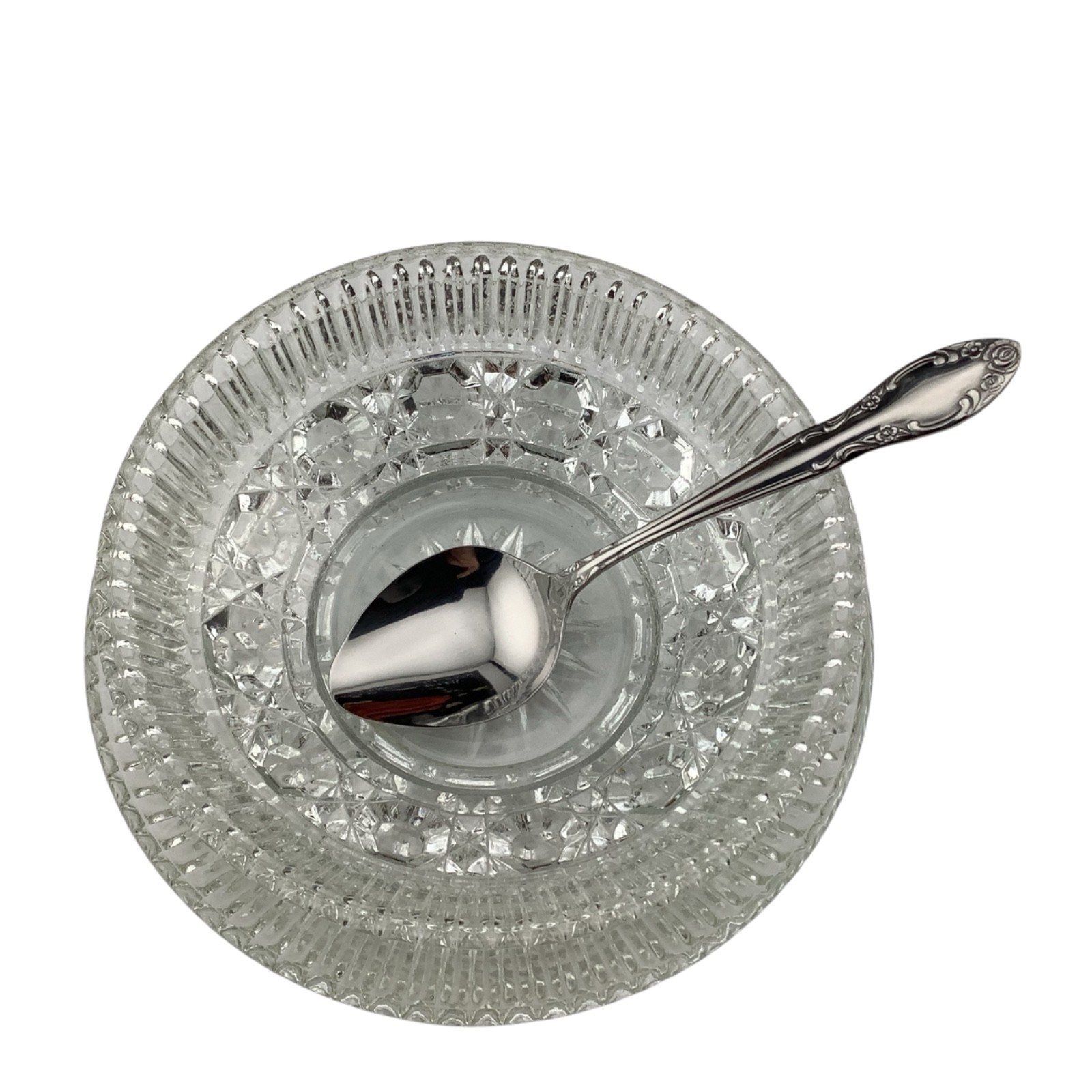 Vintage New Lot 3 Crystal Sauce Dressing Set Elegant Tablescape Fine Dining