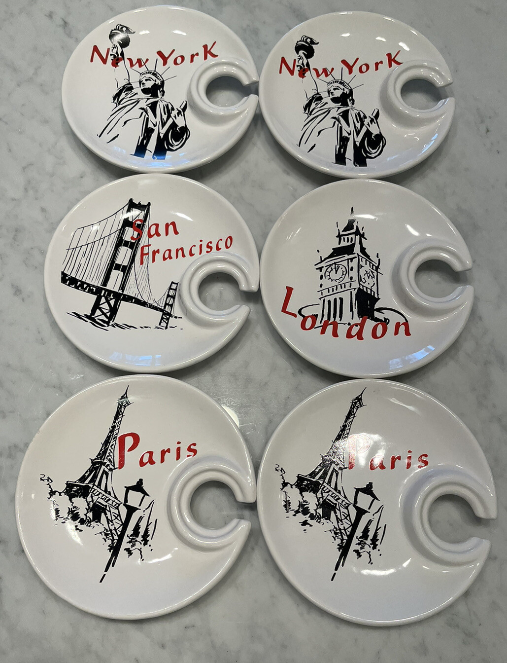 Set of 6 Double Nice Co., Ltd Hors D’oeuvres Wine Plates Nyc SF London