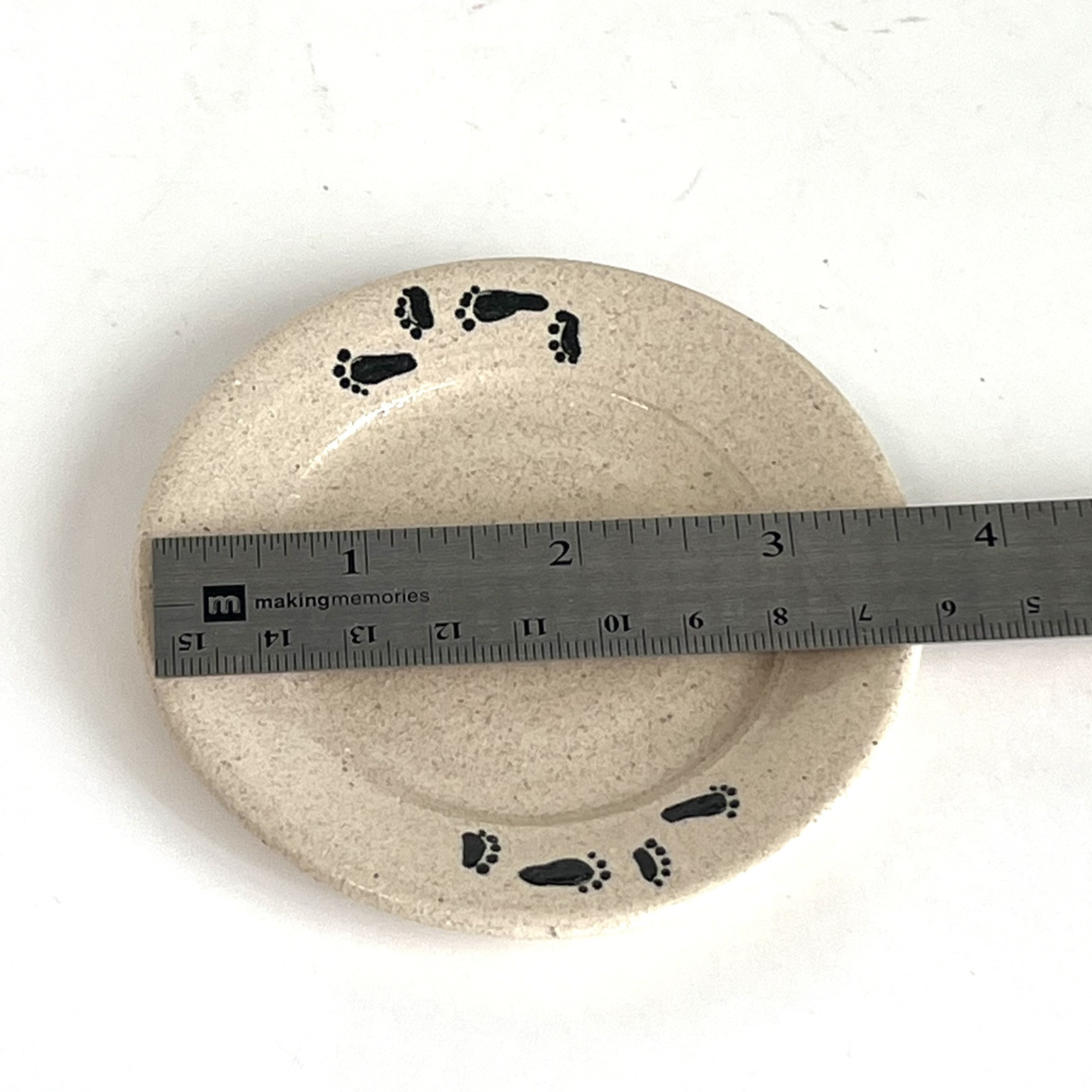 Vintage MPC Pottery Mini Plate With Footprints 3.5 Inches Cottage Edgerton, WI