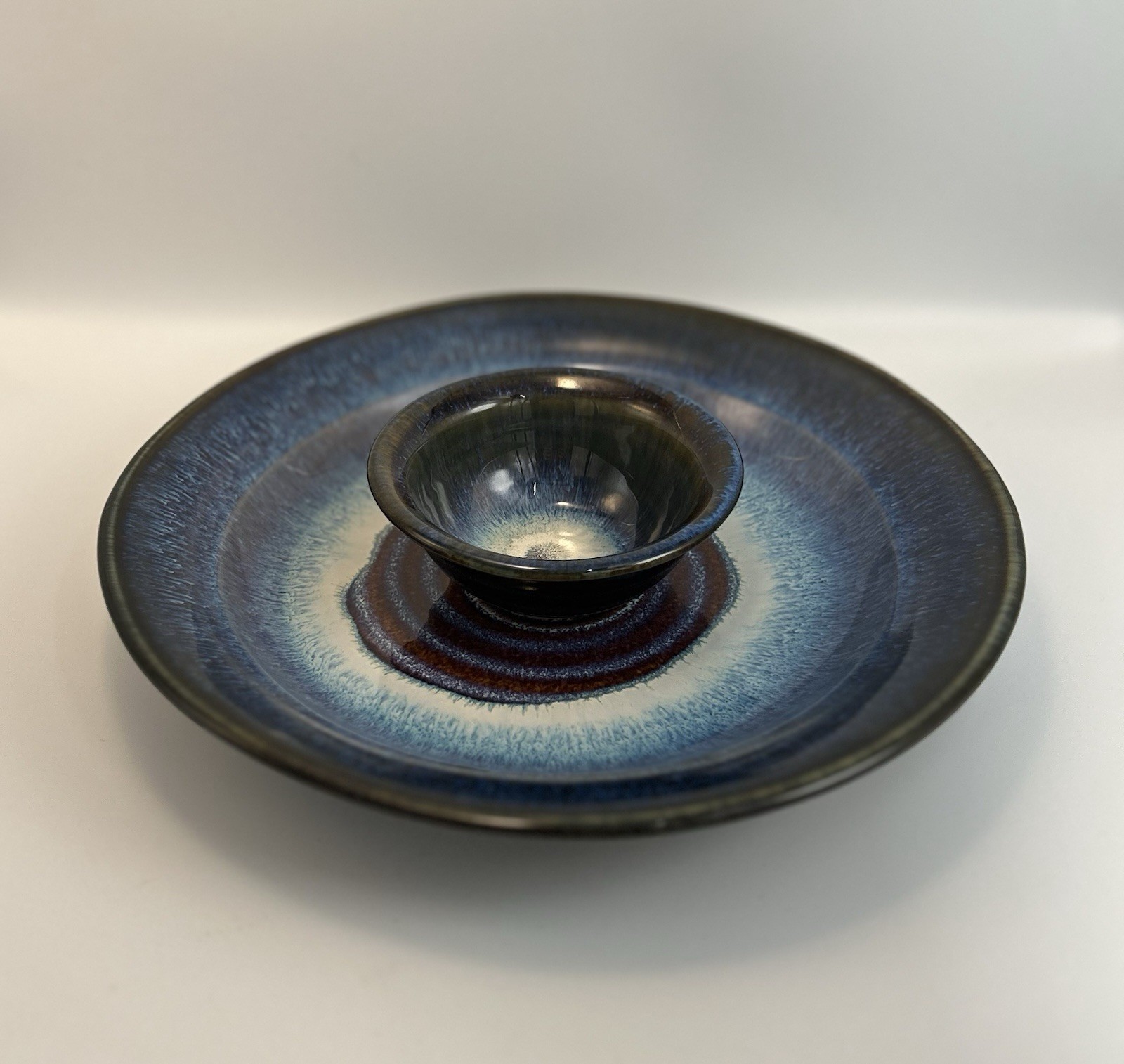 Bill Campbell Studio Pottery Large Chip and Dip Set, Vintage Euc