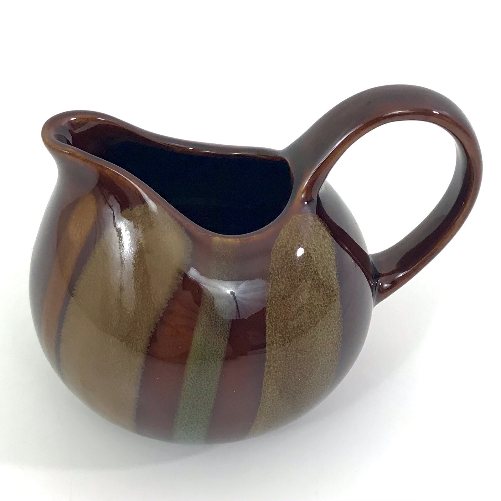 SANGO Avanti Brown Stoneware CREAMER 4722 Pitcher Drip Glaze Multicolor NEW